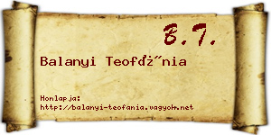 Balanyi Teofánia névjegykártya